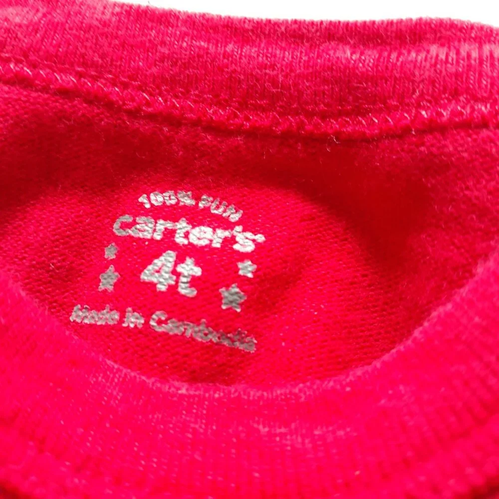 Carter's Boys T-Shirt Red Gray Long Sleeve Record Breaker 4T
